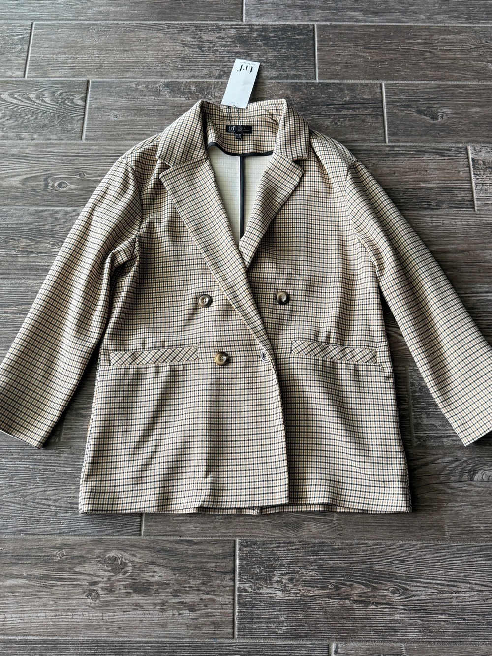 Zara Women's Oversized Double-Breasted Plaid Coat Blazer